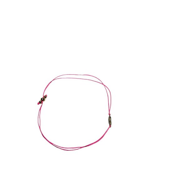 Gorjana Initial Prism Bracelet Pink String Gold "G" NWT - Picture 3 of 4